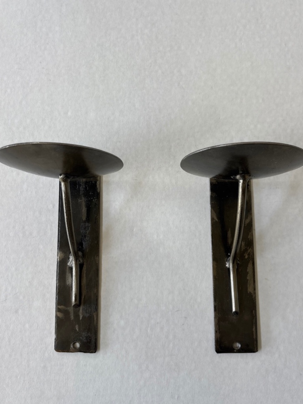Set of 2 unpainted Metal Wall Mounted Sconce Candle Holders for Pillar